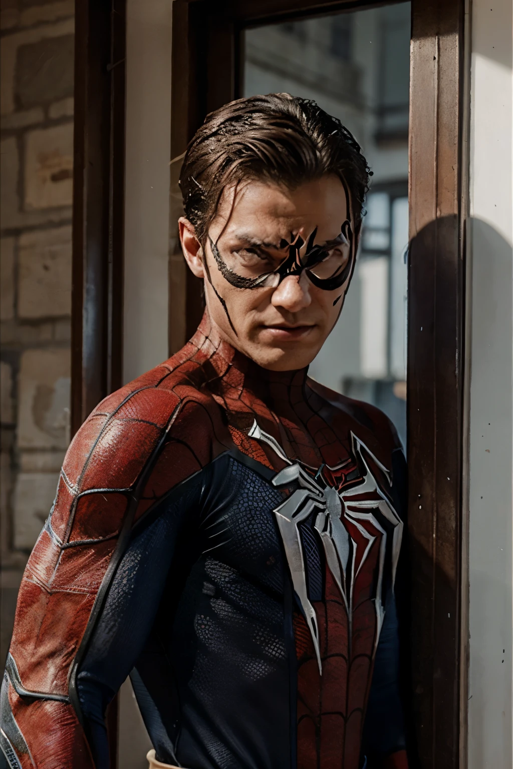 spiderman con el traje tradicionas de frente