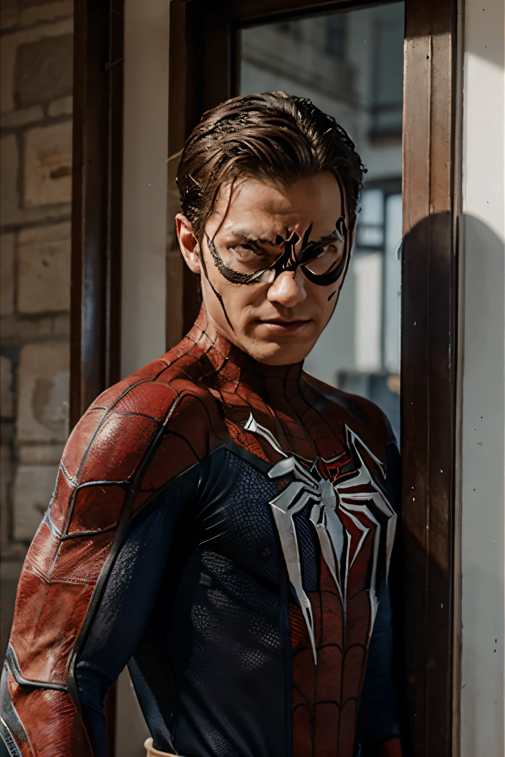 spiderman con el traje tradicionas de frente