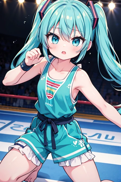 Miku practices Muay Thai like an SD character.