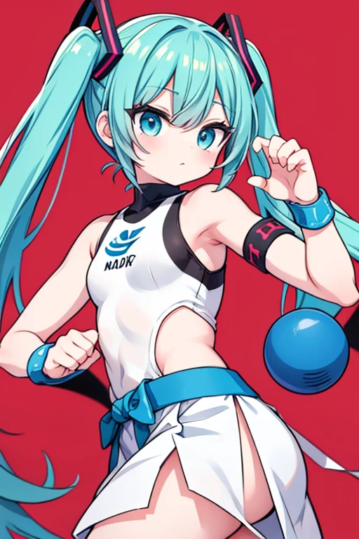 Miku practices Muay Thai like an SD character.