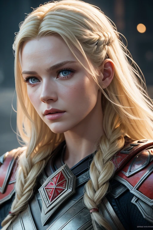 lady sif wife Thor ,god of war 4 , blonde hair with yellow eyes and perfect face, Details, 8K, High quality, Intricate, Full HD, Cinematic lighting, Photorealism