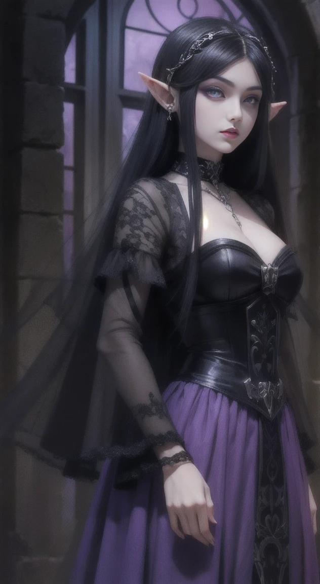 Black hair, violet eyes, Goth Princess Zelda, black rose garden,