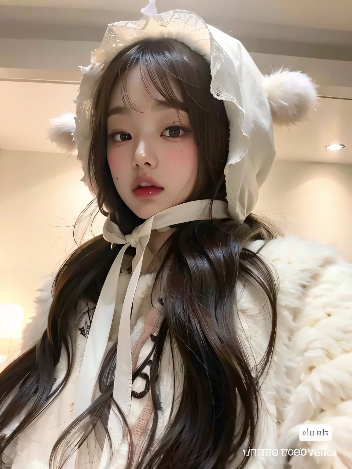 a closeup of a person sitting in a car with a blanket, ulzzang, Jinyoung Canela, jia, cabello amarillo claro, extremely pale blonde hair, pale ivory skin, Retrato de Jossi de Blackpink, pale fur, Parque Roseanne de Blackpink, pale ivory skin, Dom Yunjoo, pale - white skin, very very pale blonde hair, pelo rubio medio amarillo