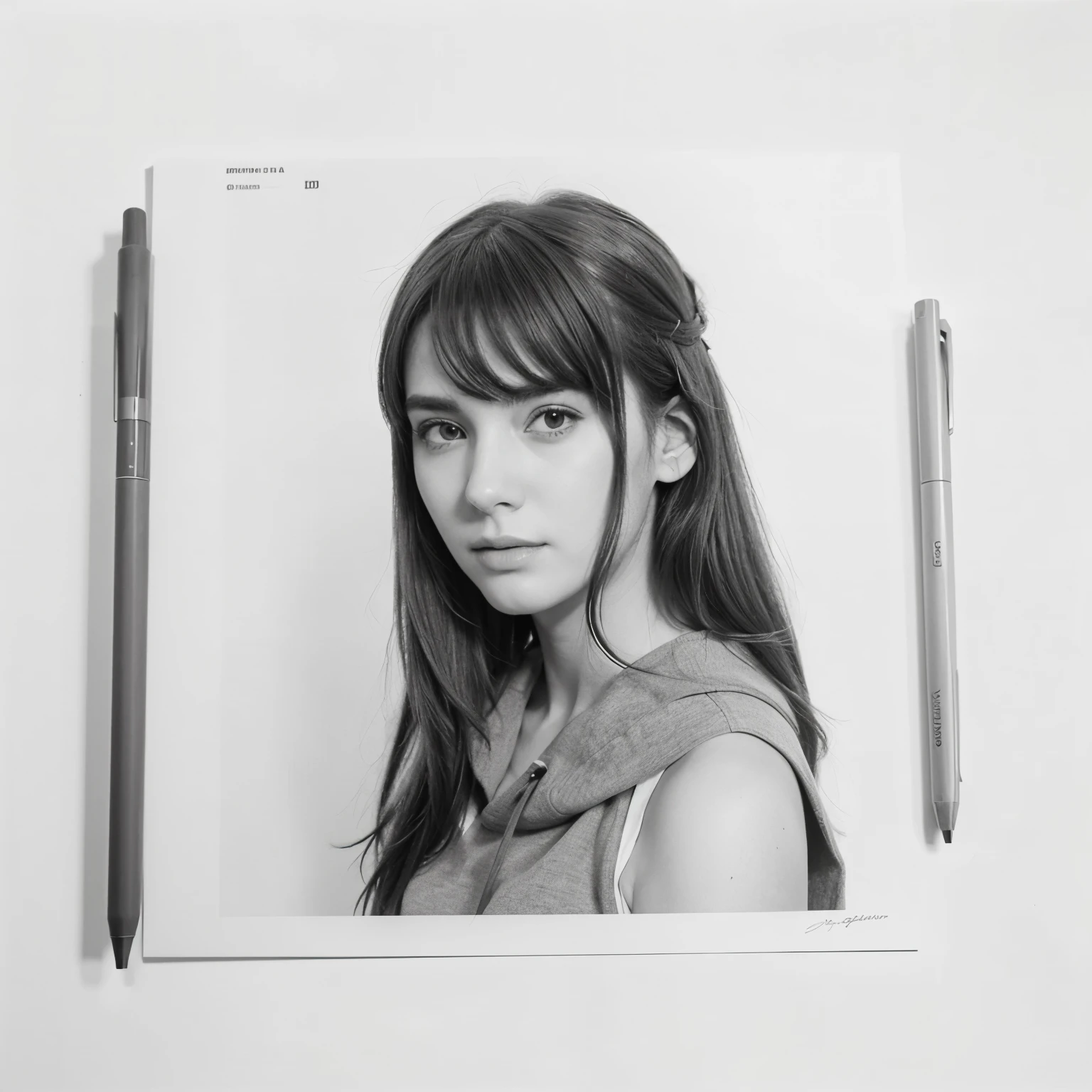 Persona, drawn in pencil, hoja de papel arrugada
