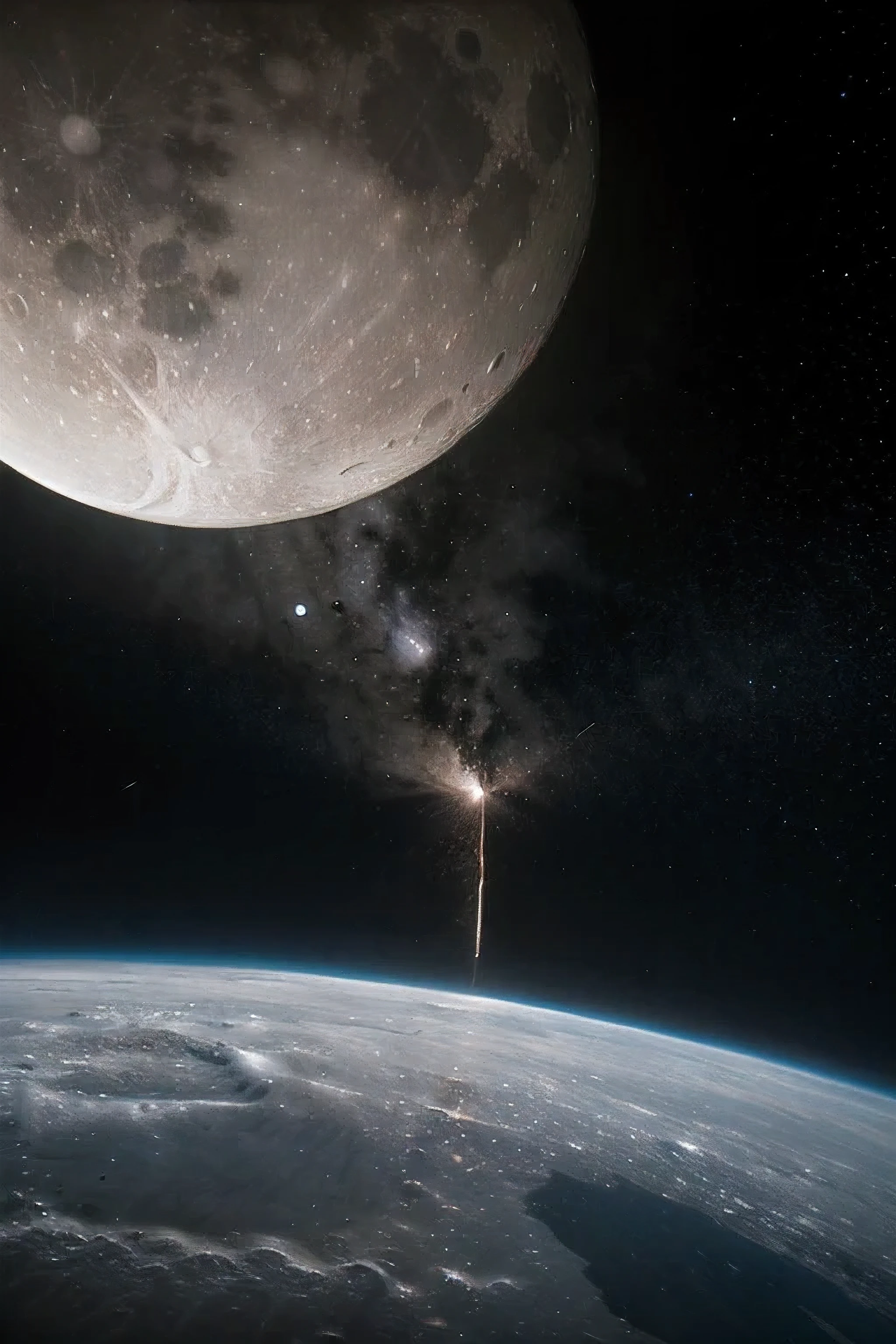 Moon night from space view hd