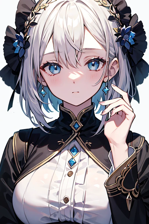 (absurderes、hight resolution、ultra-detailliert)、1girl in、a matural female、white hair、length hair、bluntbangs、blue eyess、doress、long-sleeve、Finely detailed eyes and detailed face、intricate-detail、BREAK Mosaic Art、small pieces、colorful tesserae、complex pattern、Tiled design、durable surfaces、Old fashioned technique BREAK macro photography、intricate-detail、Enlarged texture、Stunning clarity、Hidden beauty、Immersive perspective BREAK、 artisanal creations、Handmade products、unique designs、intricate detailes、Creative expression、skilled craftsmanship、huge tit、Best style