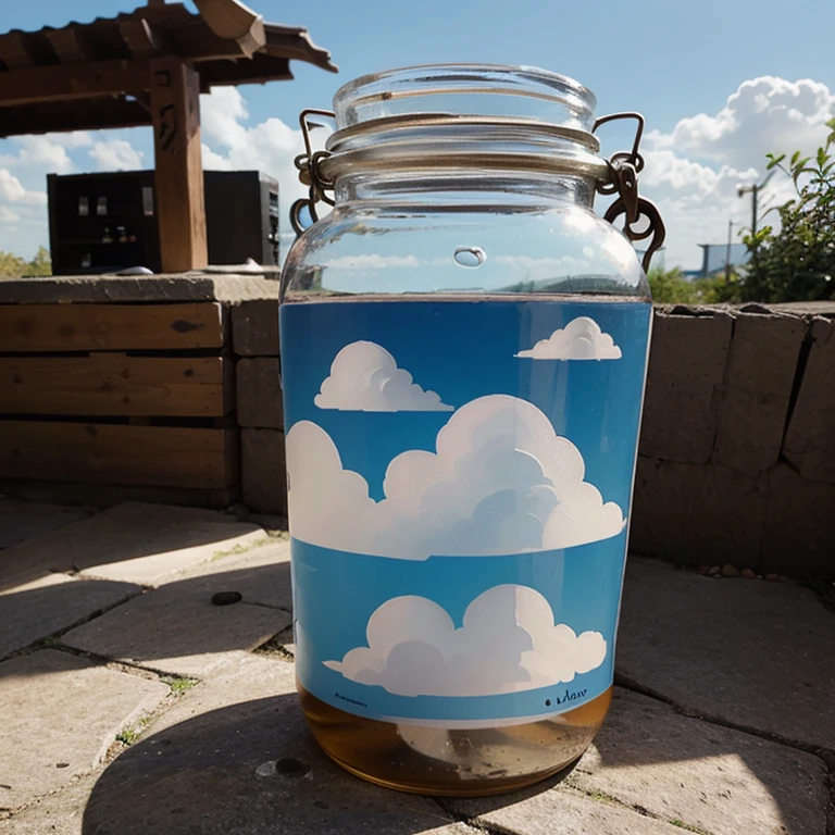 Tatoo cartoon of a bottled cloud
