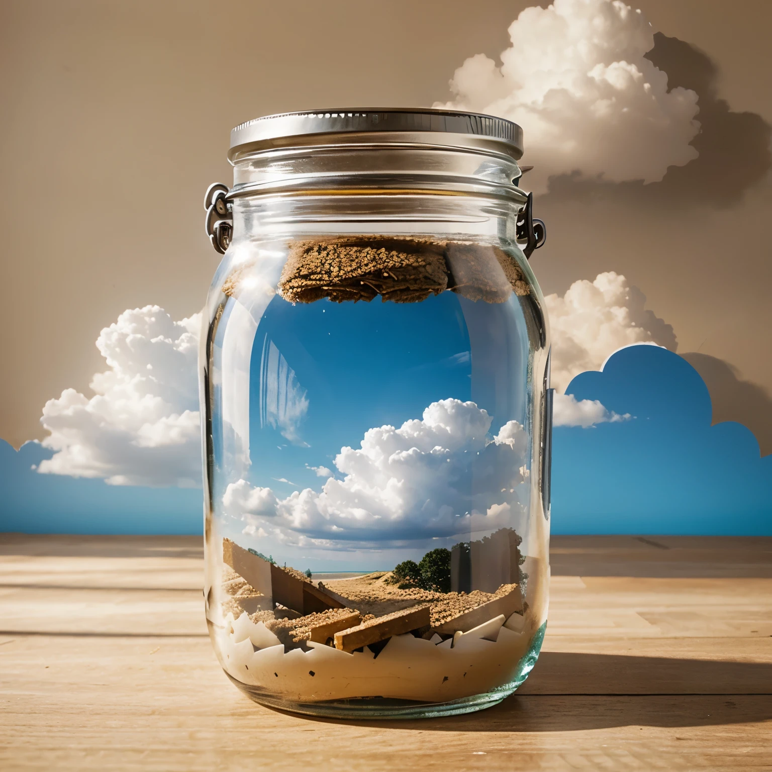 CARTOON of a jar of clouds