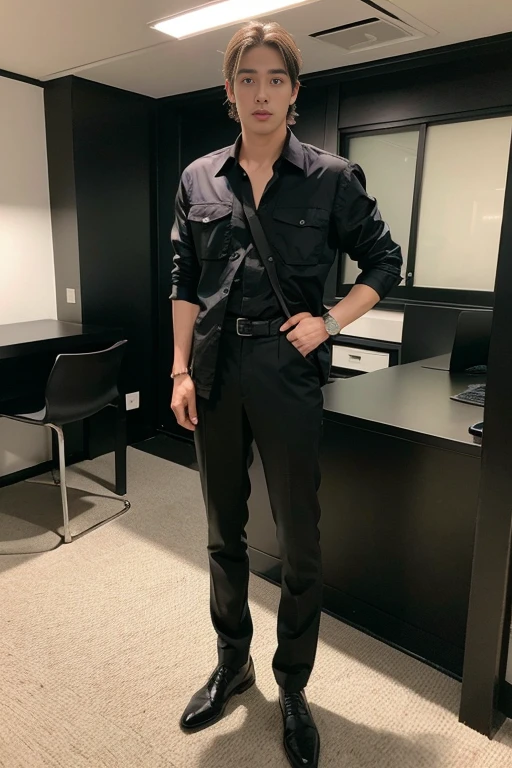 20-year-old refreshingly handsome new employee、((sexy slutty bodysuit))、20 years old Japan man、1 person、businessman、Ultra-luxury 、 s Office、Young handsome man standing、(Highly detailed photos in 8K)、(Very detailed handsome man)、Photo Real)、(top-quality)、ultra-detailliert、masterpiece、An ultra-high picture quality、tall、Very beautiful hair、Bright photo、Handsome like a model、Handsome like an idol、epic reality , epic photorealistic, ultra realism , photorealistic ,