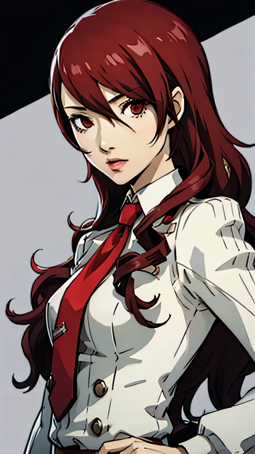 Mitsuru kirijo, portrait, suit, tie, red eye, emo hair