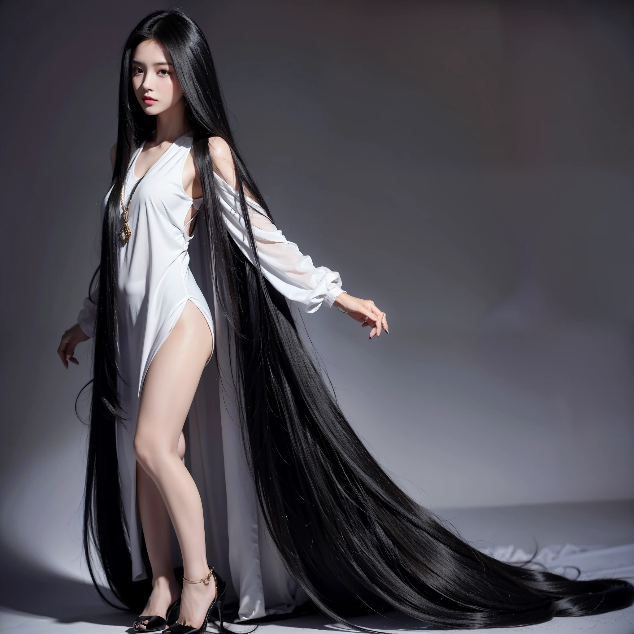 Super Long Hair、Best image quality、highest quality、Highest Resolution、Ultra-realistic photos、Full body photo、1 girl、Very beautiful face、Super super long hair、Hair Length Approx.５Meters、Straight black hair、Black hair longer than height、Black hair that hasn&#39;t been cut for over 20 years、Slender body、naked、World Long Hair Contest Winner、Terrifyingly thick black hair、My very long black hair is wrapped around my body.、Location: Bedroom、3Meters離れたところから撮影、Shiny and beautiful black hair、Terrifyingly long black hair、The luster of her black hair is so beautiful、Too much black hair、Very long black hair filling the screen、The longest black hair in the world、The most black hair in the world、The most beautiful black hair in the world、My long black hair is spilling out all over the room.、My long black hair makes the whole room pitch black.、