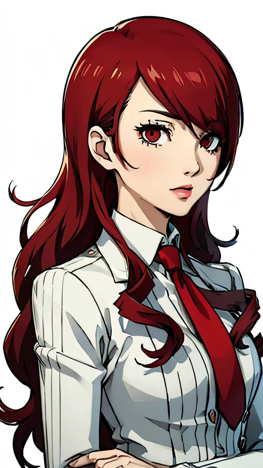 Mitsuru kirijo, portrait, suit, tie, red eye, bangs in one eye