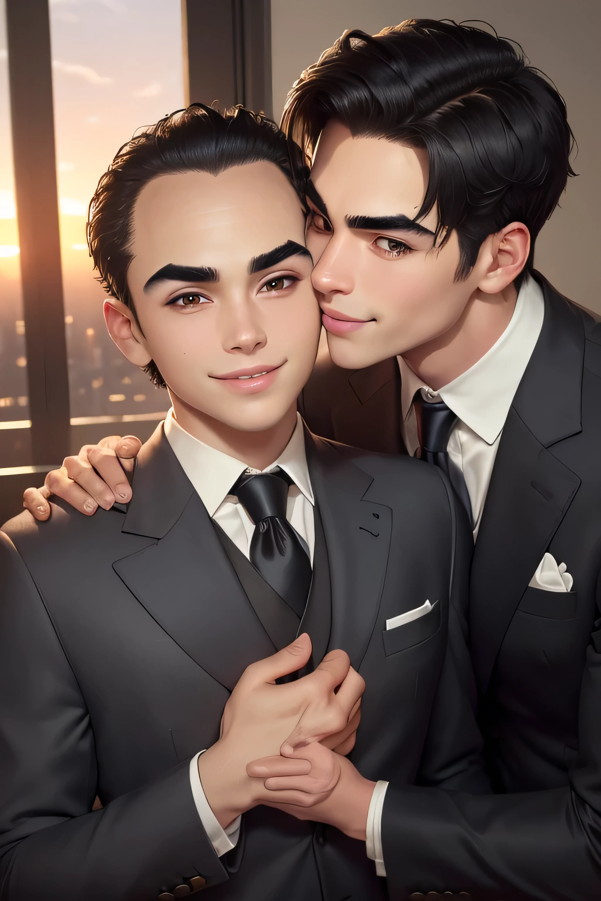 Boy handsome double love kissing boy
