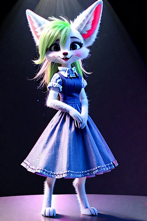 (white fur:1.2), short slim skinny female digitigrade fennec, small breasts, BREAK whiskers, black lips nose, BREAK big bright teal eyes, bedroom eyes, blushing, BREAK purple eyeshadow, BREAK long wavy platinum blonde hair, light purple skimpy maid dress, dress lift, BREAK standing on stage in the spotlight, BREAK (by trigaroo:1.1), (by toots, by syn-6), by discreet user [by dryadex, by syuro::12], [by v-tal:by himeragoldtail:18], by enginetrap, (by fuel /artist/), (by funkybun:0.5), (whisperfoot:0.6)