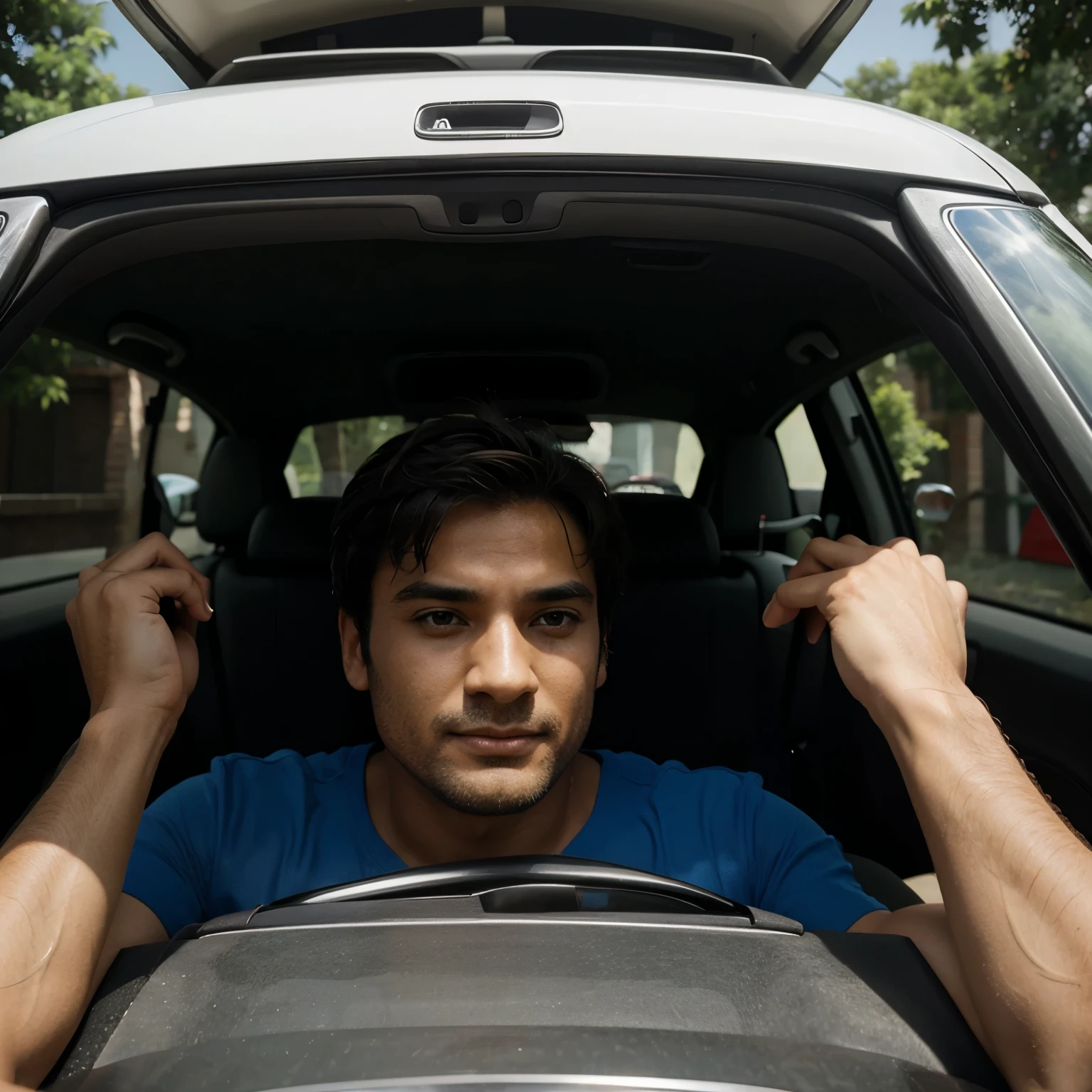 A man in odi car