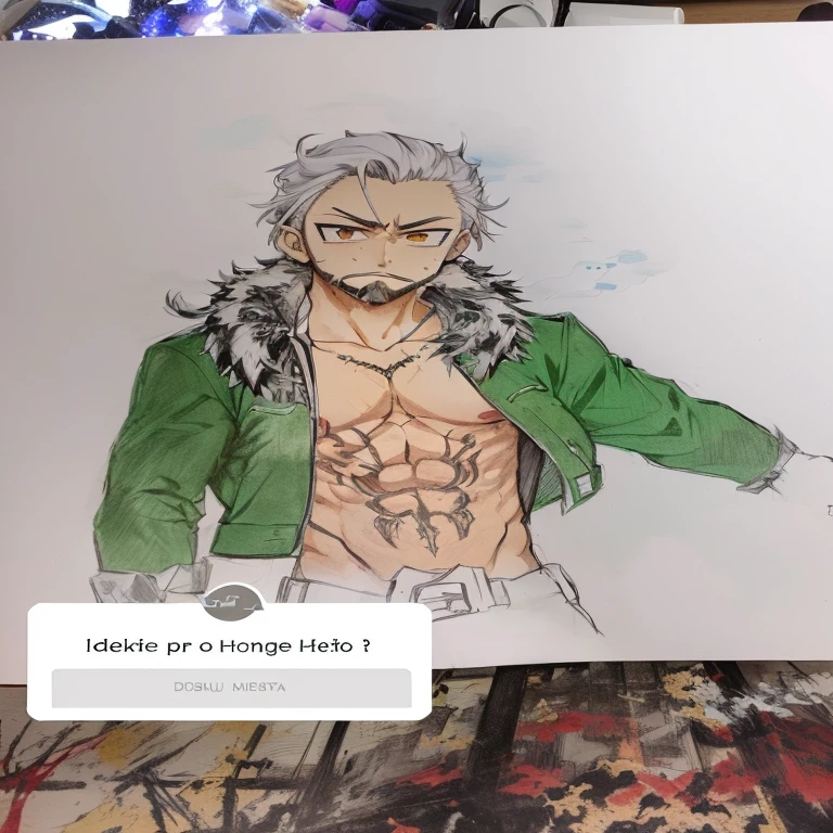 Someone is drawing a picture of a man with a beard, personagem de estilo anime, em estilo anime, arte digital!!, desenho colorido, full desenho colorido, estilo anime, desenho colorido, handsome guy in demon slayer art, as an personagem de anime, anime man, personagem de anime, inspirado em INO, no estilo anime, boku no hero academia style, demon slayer rui fanart