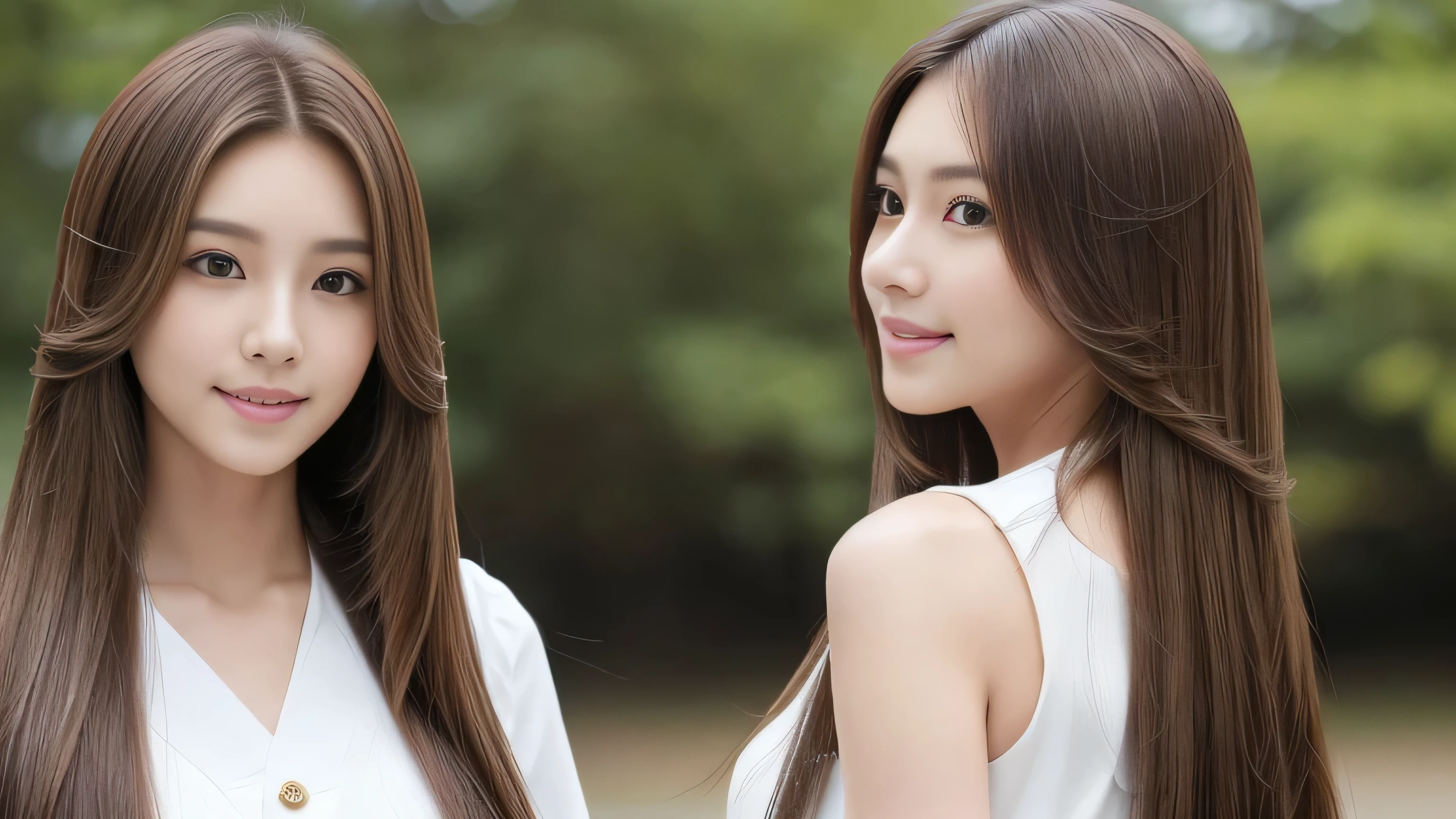 (((Identical twins standing happily facing each other A photo of them standing from the front))) (two women with length brown hair posing for a picture, thin and shiny hair, Ulzzang, long and straight hair of brown color,, Brown long hair, beautifulgemini portrait, Brown long hair, beautifulgemini, length Hair, Smooth Hair, Flowing brown hair, With the same hairstyle, length, Flat Hair, length brown hair, Attractive long hair, Beautiful brown hair Two women with long brown hair posing for a photograph, Digital Art inspired by Wang Duo, tumbler, Digital Art, thin and shiny hair, Ulzzang, long and straight hair of brown color,, Brown long hair, beautifulgemini portrait, Brown long hair, beautifulgemini, length Hair, Smooth Hair, Flowing brown hair, With the same hairstyle, length, Flat Hair) ((both sides Random poses showing as much back and hair as possible:1.8)) ((Both sides Beautiful 24 year old hair model with long black hair, girl with super Very long hair that reaches down to the ankles, extremely Very long hair that reaches down to the ankles, Very long hair that reaches down to the ankles,Very long hair that reaches down to the ankles , Flowing Hair, very Very long hair that reaches down to the ankles, Very long hair that reaches down to the anklesgirl,Very long hair that reaches down to the ankles , flowing light brown hair, length Hair windy, Very long light brown hair, flowing light brown hair,Incredibly straight long-lasting hair, Abnormally long髪!!!! Her highest quality!!!! hair is long and straight., very long light brown hair that reaches down to the ankles, highest quality light brown hair , , Highest quality long straightなVery long hair that reaches down to the ankles straight, beautiful, High quality hair, Very long hair that reaches down to the ankles and highest quality straight light brown hair, straight, highest quality light brown hair, Perfect silky straight hair of the highest quality, straight, highest quality light brown hair , lengthLight brown hair straight hair, length, Thick and voluminous light brown hair Her hair is long and straight, Very long light brown hair, Abnormally long、or very long light brown hair, very long, straight, Light brown hair that reaches down to her ankles, Abnormally very long straight, beautiful hair of the highest quality, length Hair, length, straight light brown hair ,Extraordinarily very long light brown hair that lasts forever and free straight light brown hair , straight light brown hair)) (Both sides bangs are perfect.:1.3) (Japan's most sexy and beautiful 24-year-old beauty model) (Both sides They look at the viewer with a very captivating expression...) ((highest quality)), ((masterpiece)), (Familiar) (Get used to it) Perfect Face (both sidesHer skin is a typical Japanese skin color. And very detailed) (Both SidesBig Tits:1.3) (both sides She is wearing a beautiful shiny white camisole.) (both sides She has a beautiful face and a typical Japanese figure...., Narrow eyes) (both sides She has perfect beautiful and sexy makeup and face Lipstick is light red A solid eyeliner) ((Rich 1.4)) (Very detailed)