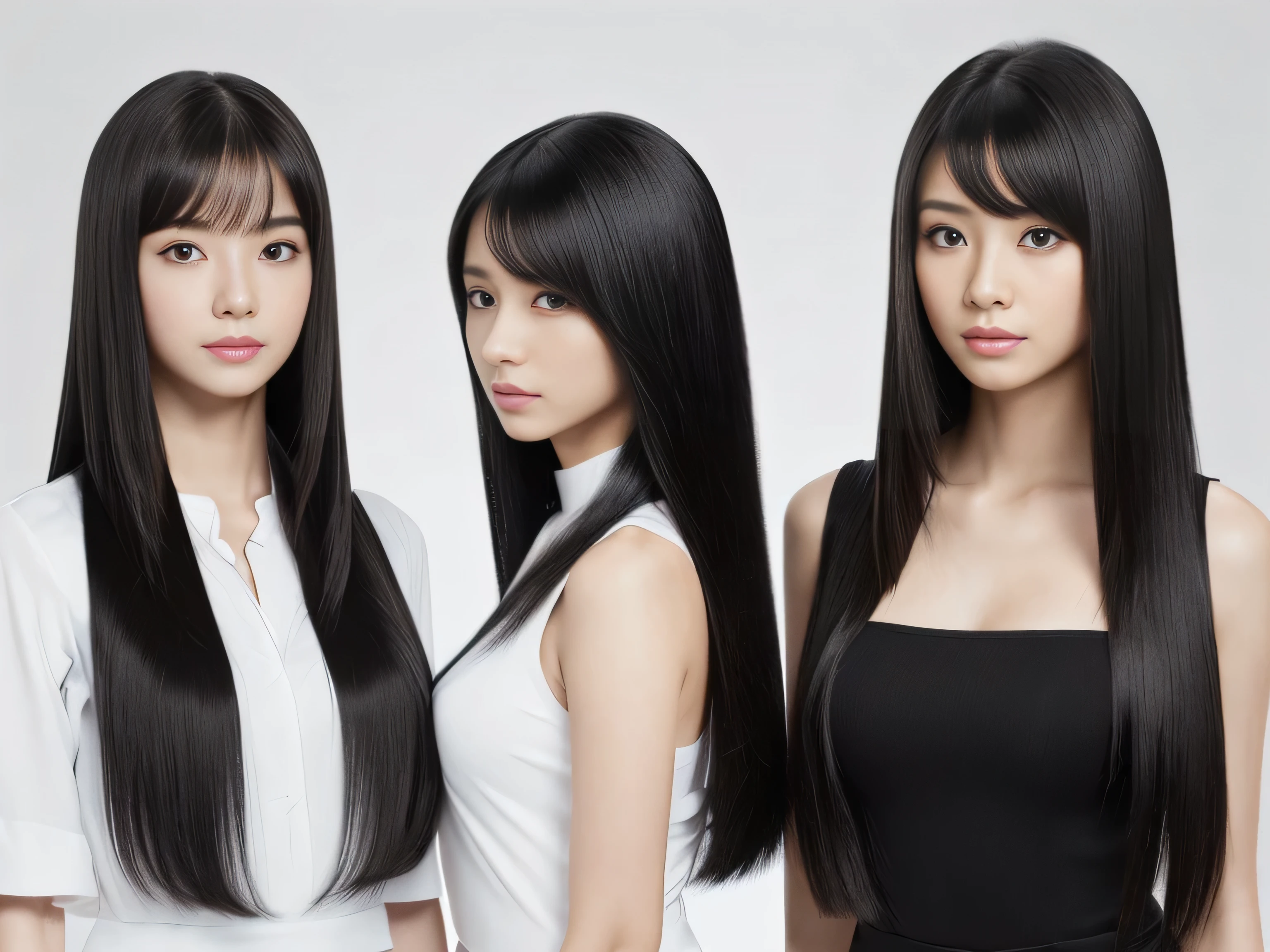 (We are on all fours in the same space and taking the same pause.、Full-body shot of two models with identical twin hair..3) (The two are identical clones, Wearing the same clothes, Pause, Hairstyle, and appearance.:1.5) ((The two of them try to show off as much hair as possible, Take the same four-legged pause:1.6)) ((Beautiful 24-year-old hair model with long black hair, girl with super length Hair, extremely length Hair, extra length Hair, very long, Flowing Hair, very length Hair, length Hair girl, very long, Flowing black hair, length Hair windy, Very long black hair, length, Flowing Hair,Incredibly long-lasting hair, length Hair!!!! Her highest quality hair is long and straight., very long, highest quality black hair, length hair in the center, Highest quality long straight hair, length, straight, beautiful, High quality hair, length and free black highest quality straight hair, length Hair, length and straight, highest quality black hair, Perfect silky straight hair of the highest quality, straight, highest quality black hair, length black straight hair, length, Thin black hair Her hair is long and straight, very long black hair, length hair in the center, length straight hair, length, straight, beautiful hair of the highest quality, length Hair, length, straight black hair, length and free straight black hair, straight black hair)) (Her bangs are perfect.:1.3) (Pure white wall background:1.8. Upper body photo from the knees up) (Japan's most sexy and beautiful 24-year-old beauty model) (She looks at the viewer with a very seductive expression...) ((highest quality)), ((masterpiece)), (Familiar) (Get used to it) Perfect Face (Her skin is a typical Japanese skin color....、And very detailed) (Big Breasts:1.3) (She has a beautiful face and a typical Japanese figure...., Narrow eyes) (She has perfect beautiful makeup and face Lipstick is light red A solid eyeliner) ((Rich 1.4)) (Extremely detailed 8K) (Ultra-fine skin texture 1.4) (Actual, Vibrant:1.4), double eyelid Sharp focus:1.2、Beautiful woman:1.4 Dynamic Lighting (Genuine RAW photos taken by professional photographers) Professional Hair Shine. (She has a bright and cheerful face) (((途方もなくlengthBlack hair 1.3))) (length, Shiny black hair, その女性はlengthBlack hairをしている, lengthBlack hair, Waist-length hair, very lengthBlack hair, thick shining black hair, black silky hair, length and shiny hair, lengthBlack hair, length, Flat Hair Ridiculously long hair, Black shiny hair, Very shiny, Abnormally long hair, 厚く輝く異常にlengthBlack hair,Jet black silky hair Her hair is とてもlength and straight length, Voluminous black hair that reaches down to her ankles unusually long black hair, unusually long black hair, Very long black hair) (Her face is slim and dignified.., length, Narrow eyes..々Nice face) (They're both wearing the same white lingerie:1.5)