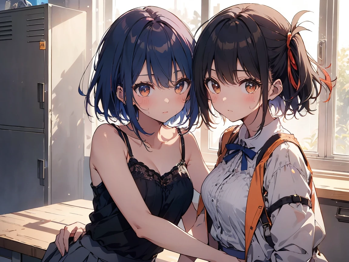 
(highest qualityのイラスト:1.2), (cute girl:1.1), (1 girl, alone:1), (2 girls、8--old、mall、cute、cute、small胸、
Very detailedな目:1.2)、(Yuri、kiss、Hug from behind、grab、eyes half closed、eye contact:1.Sweat、I was embraced、blush:1.1)、 
break White Bra、ピンクのgood、Blue Bra、Green bra、Grey Bra、light Grey Bra、 Striped bra、水玉模様がgood、goodチェック柄、
cute、good、kids good、sporty、camisole、Cotton panties、School Skirt、Blake Black Hair、Blue Hair、Brown Hair、extra belly short hair、
short hair、Middle Hair、Hair length、Wavy Hair、Curly Hair、Pale pink braids、Princess Cut、Bobcut、Twin tails、低いTwin tails、
ponytail、ライトブルーのローponytail、break(locker room:1.2)、(evening、evening、Orange sunlight:1.2)、 break(highest quality、Very detailed、Very detailed and beautiful
、超A high resolution、Arm details:1.2)、Browsing Caution　Beautiful Pool
