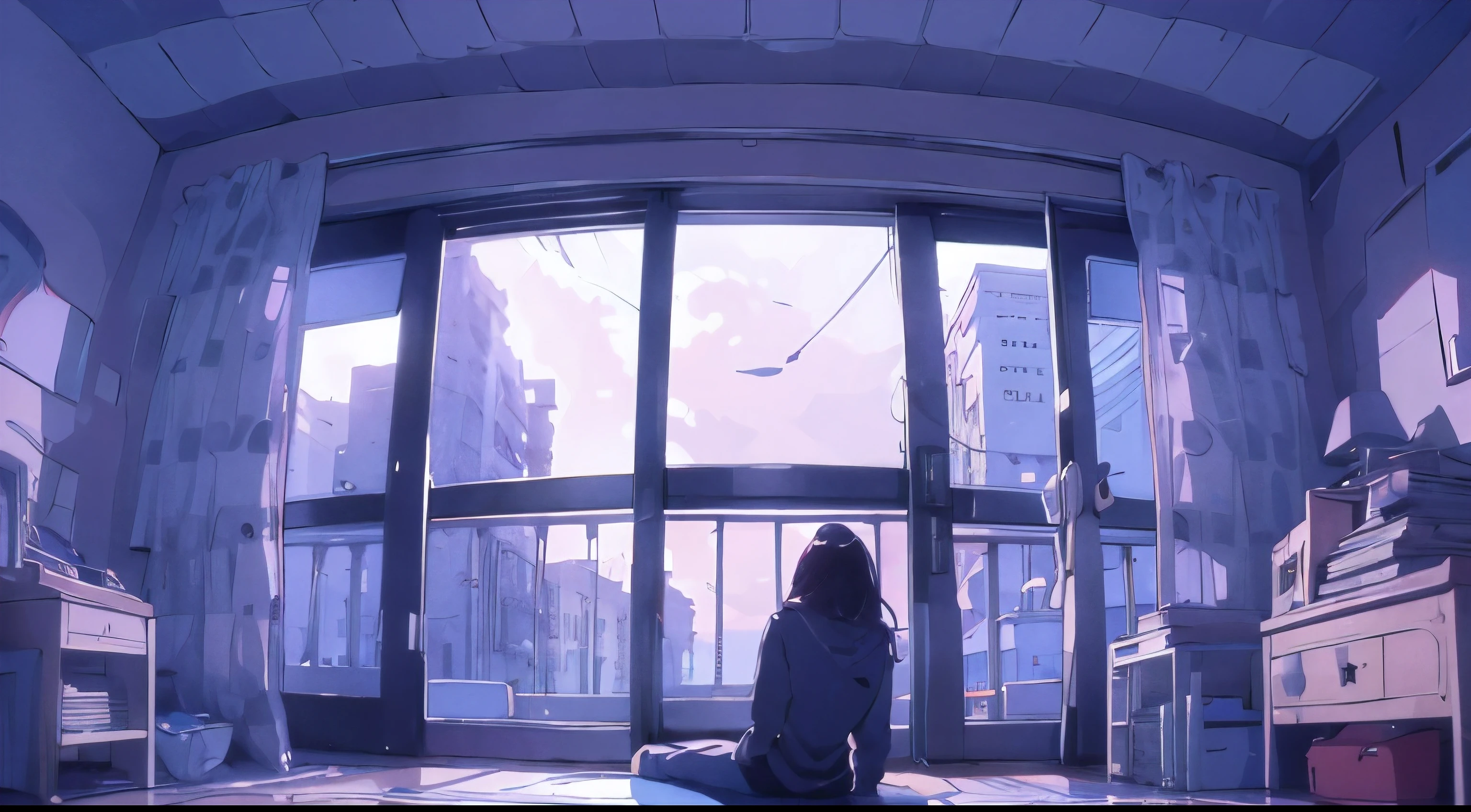 A woman finds solace in her book as she gazes out at the rainy cityscape, the world outside seemingly a million miles away.
