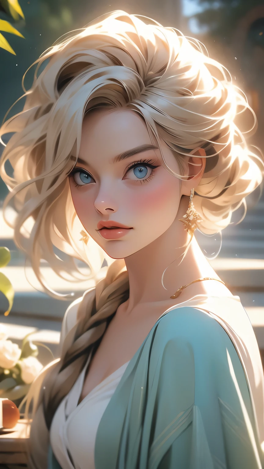 Makima with Margot Robbie's face (Chainsaw Man), highest quality, Very detailed, 1 girl, alone, Standing ceremony, Redhead, Long braided hair, Golden Eyes, bangs, Very small pointy breasts, White Bikini, Looks lewd,, (bad: 1.2),Exposing breasts, Looking at the audience,Spread your legs, (Face to face: 1.3), (Dark Background, rock: 1.3), From above, Crisp contrast, Beautiful fine details, Sleeping girl,White panties,Model standing in high heels,,The happi coat is open,Swimsuit