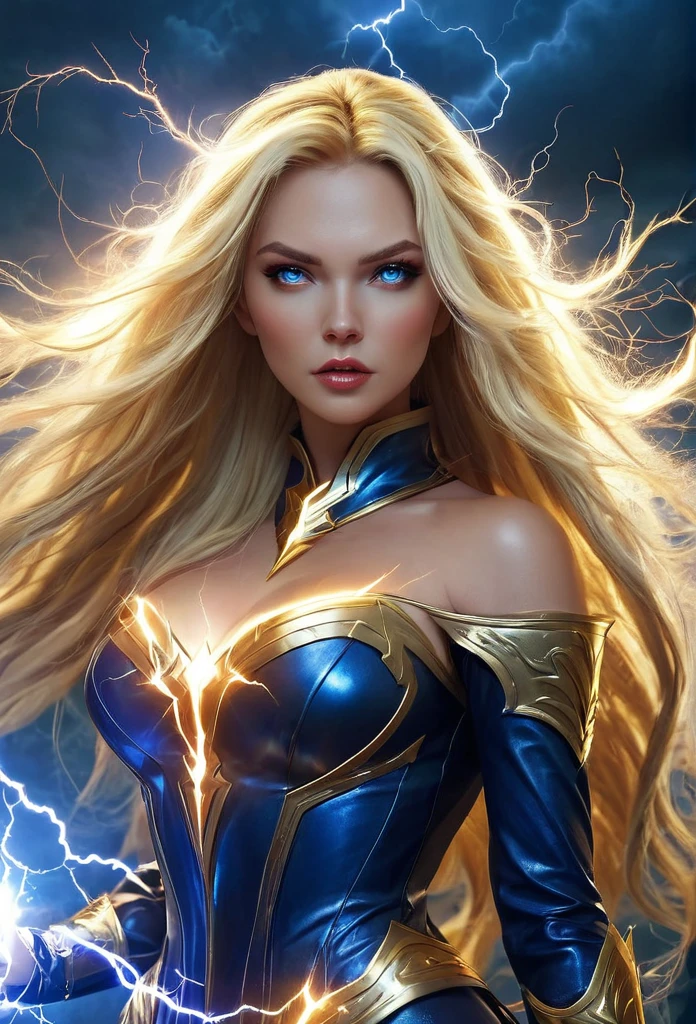 blonde with long hair mistress of lightning