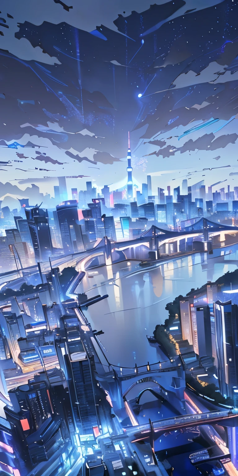 Anime city with a river and a bridge in the middle, HD anime city landscape, 灵感来自Shinkai Makoto, in style of Shinkai Makoto, Shinkai Makoto. — 2160 hours, Tokyo futuristic background, style of Shinkai Makoto, Tokyo futuristic background, ( ( Shinkai Makoto ) ), tokyo background