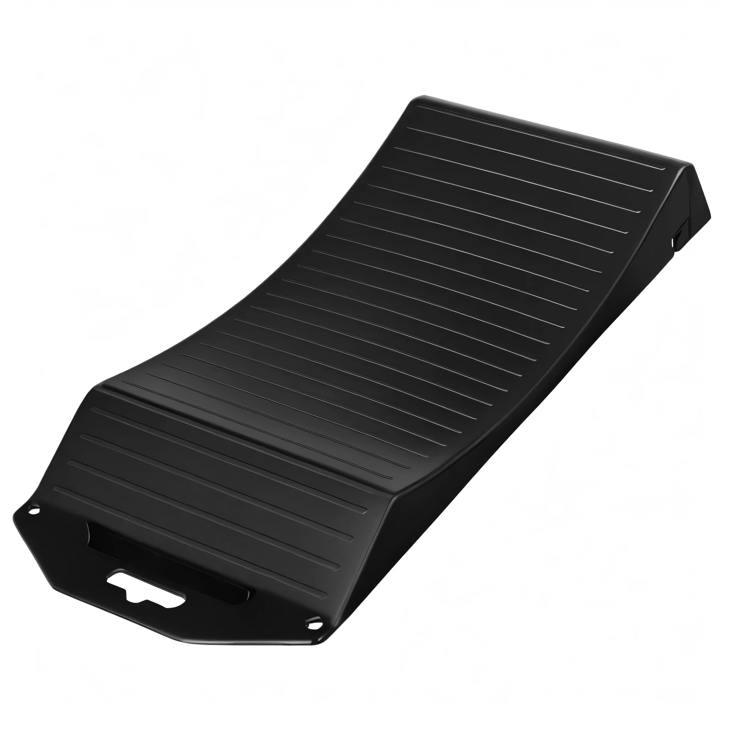a close up of a Black plastic foot rest on a white background, Angled view, Angled, Sexual dysfunction, full image, Black, Angled shot, Bottom Angle, right Angled view, Black plastic, Official product images, Medium Panorama, Maximum, 90 mm, 9 0 mm, top Angle View, Angle View, 1 0 0 mm, 100 mm