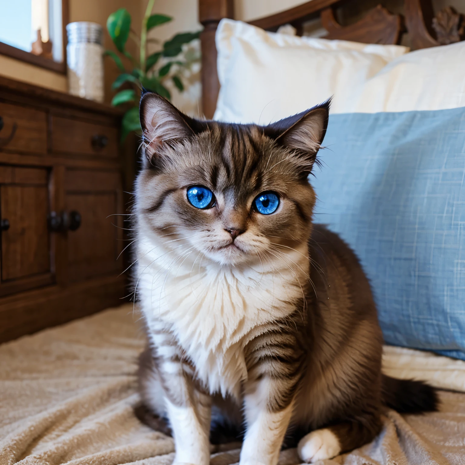 Persian Siamese cat with blue eyes