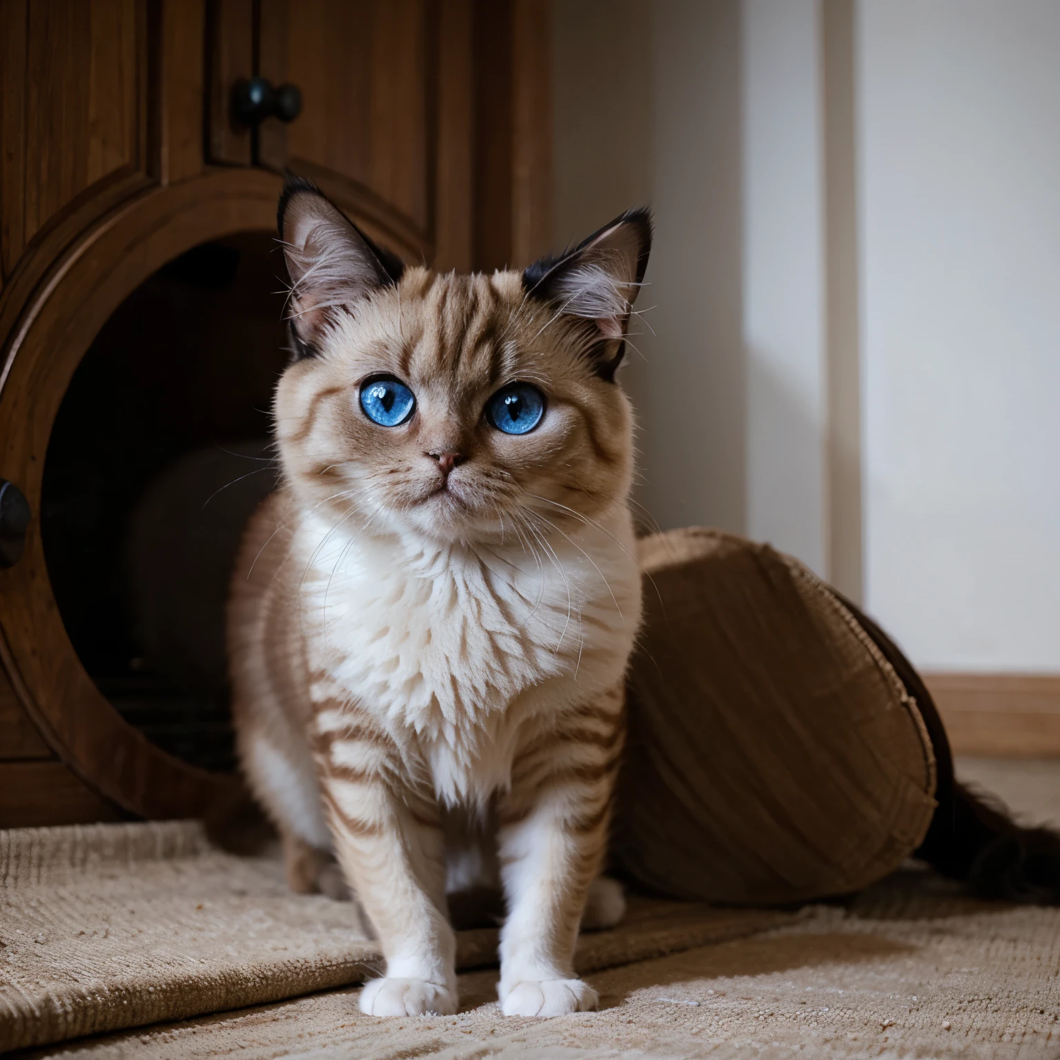 Persian Siamese cat with blue eyes