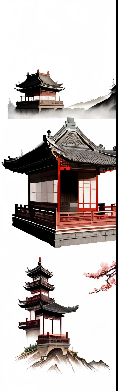Chinese Architecture,Tea House,Song Dynasty architecture,Chinese style,Ink Painting
