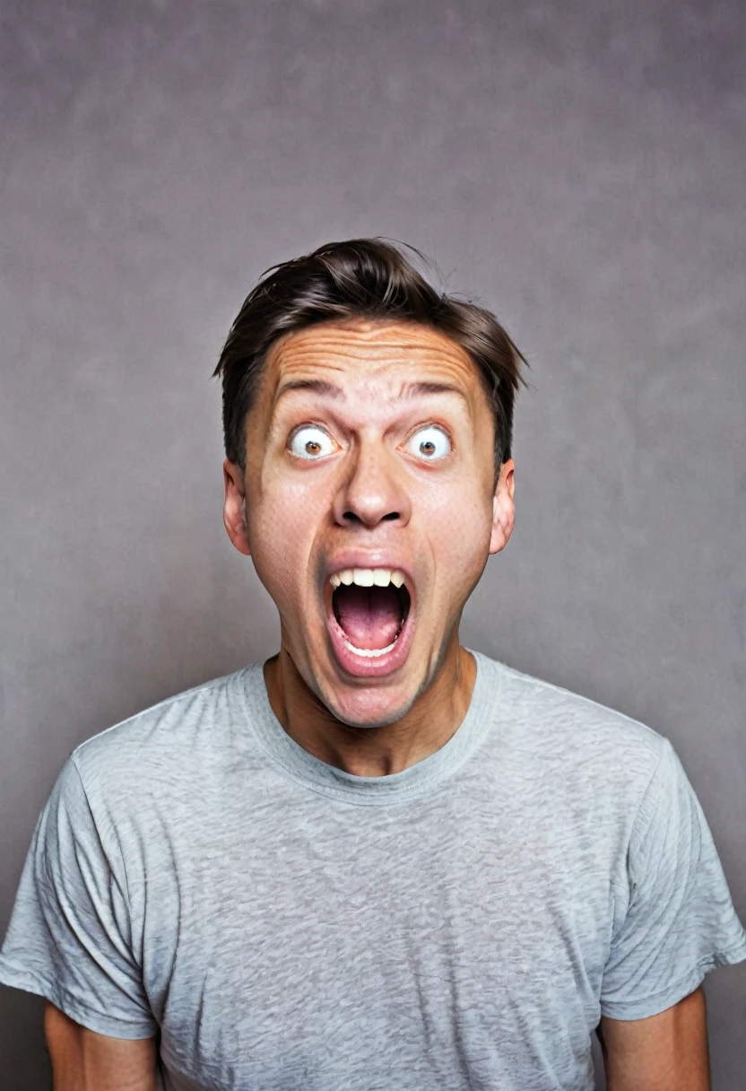 man with facial expression of astonishment, mouth open