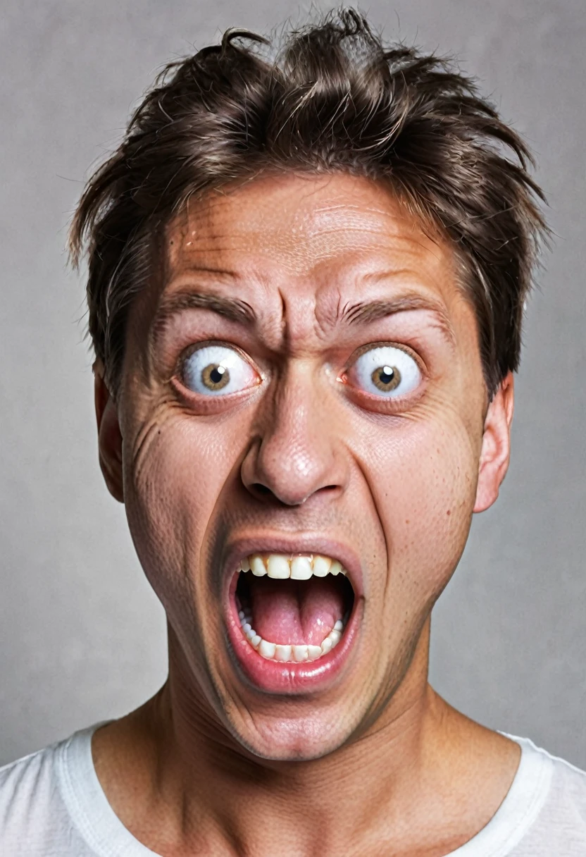 man with facial expression of astonishment, mouth open