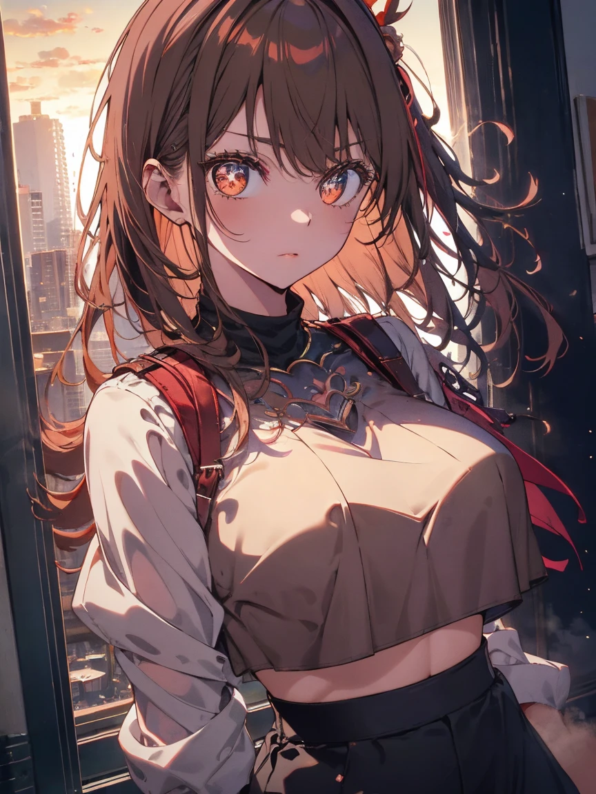 Realistic photos, Focus distance 10mm, Red and white, Beautiful girl, Realistic photos, Shooting at Focus distance 10mm, masterpiece, 最high quality, high quality, Very detailed CG 8k wallpaper unit, Award-winning photography, Depth of written boundary, High resolution, bloom, chromatic aberration, Realistic, Very detailed, Art Station Trends, CGsociety Trends, Complex, High detail, dramatic, Art on the go, volumetric lighting, Beautiful girl avoiding zombie patients in a dark mental hospital basement, brown hair, spooky lighting and atmosphere