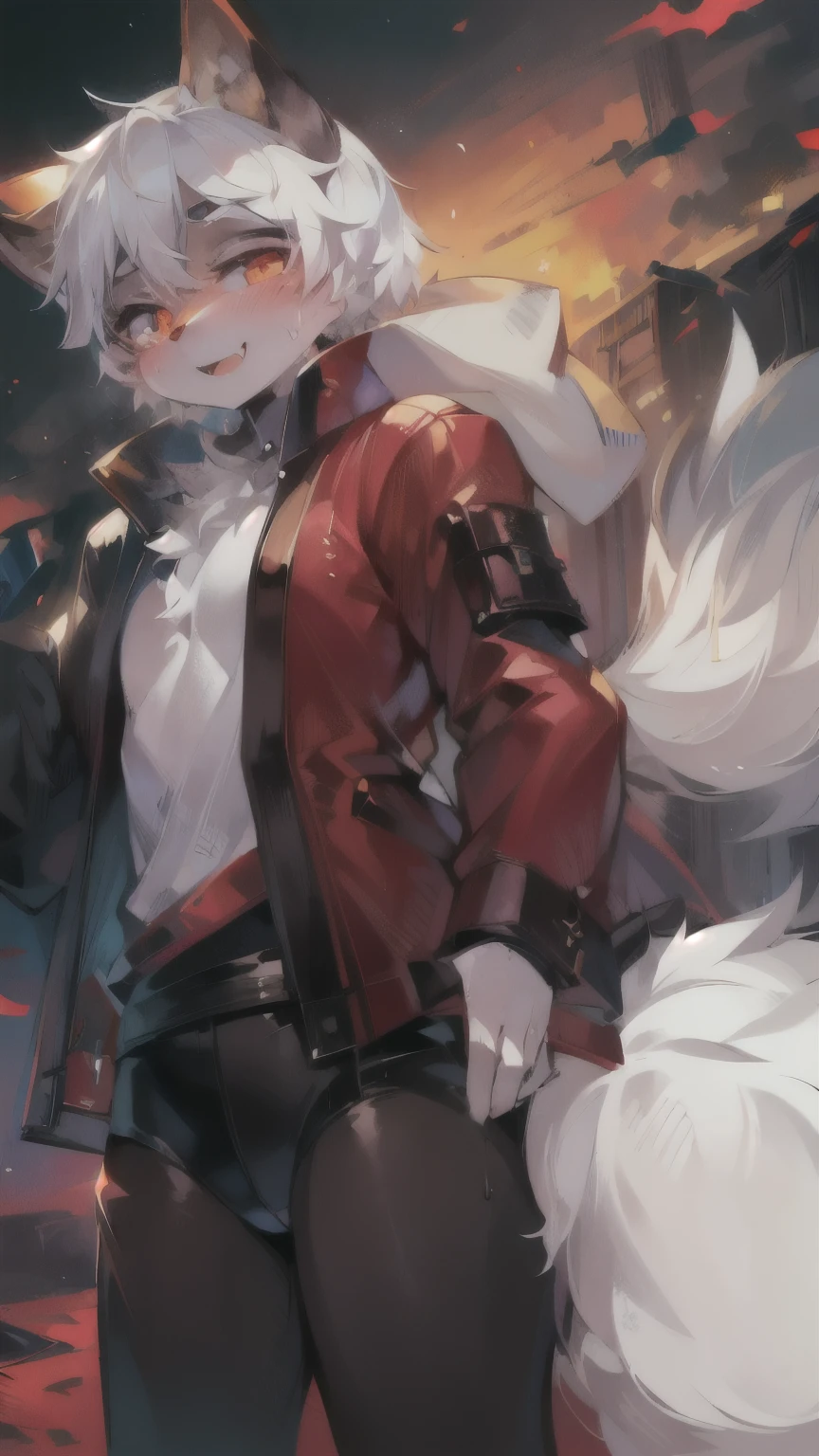 (Best image quality), (masterpiece),(Bright) ,((The only lady)),(Super detailed), (Lively expressions,)(Fluffy tail)(The furry sensation of animal ears),(White-haired Catwoman),(Red charming eyes),( Sweat on the body),(The pantyhose is greasy, sweaty and torn),((Exposed skin area)),(Excited expression)((Very sexy clothes))(The clothing is very revealing)(Very powerful clothing)