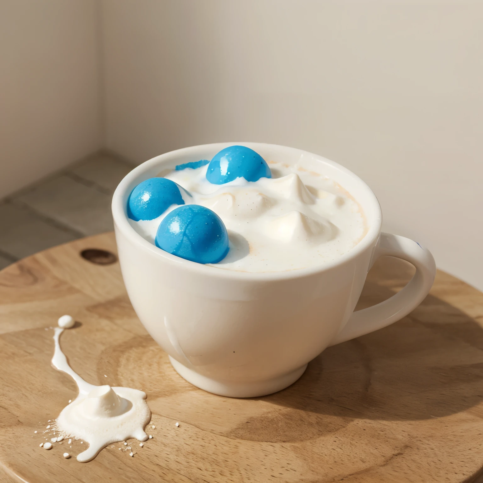colour ball in the cup with milk splash