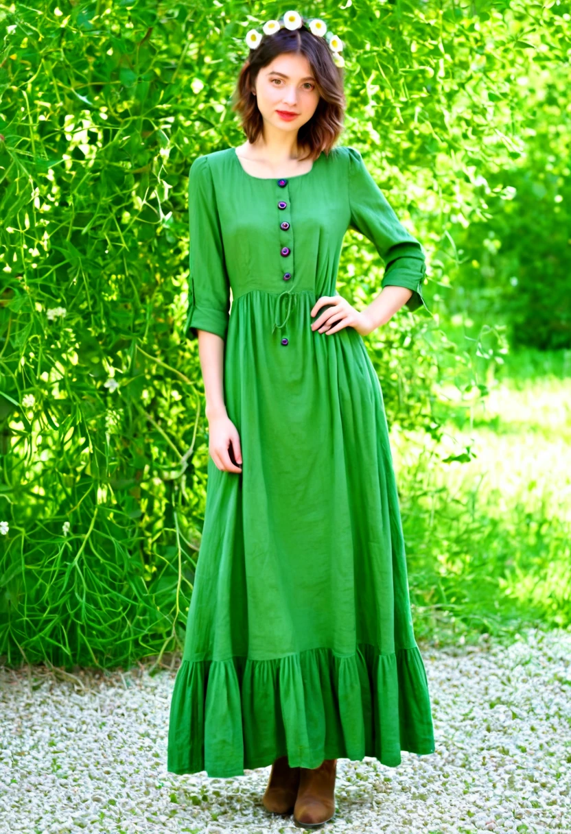 a Green Dress with buttons and a flower next to it, Green Dress, casual Green clothes, full body Green Dress, light Green Dress, Long dress female, Green clothes, Peasant suit, Long dress, tattered Green Dress, Olive Green, Dark Green, Green clothes, vintage dress, Simple Dress, Light green, Grape dress, new, Dark Green dress, Green tunic