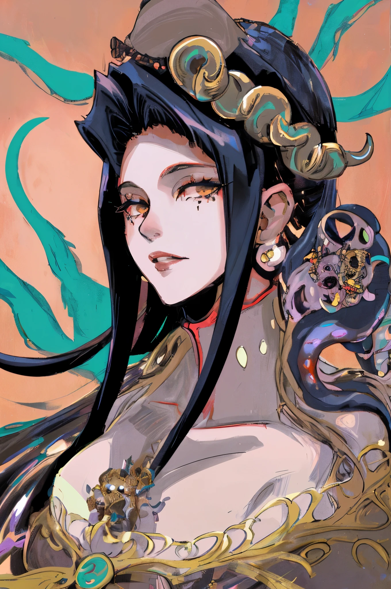 a close up of a woman with a giant octopus on her back, beautiful octopus woman, wrapped in black tentacles, fine details. anime. tentacles, tentacles around, octopus goddess, covered with tentacles, tentacles, mix of venom and cthulhu, portrait of an octopus goddess, huge tentacles, wlop and krenz cushart