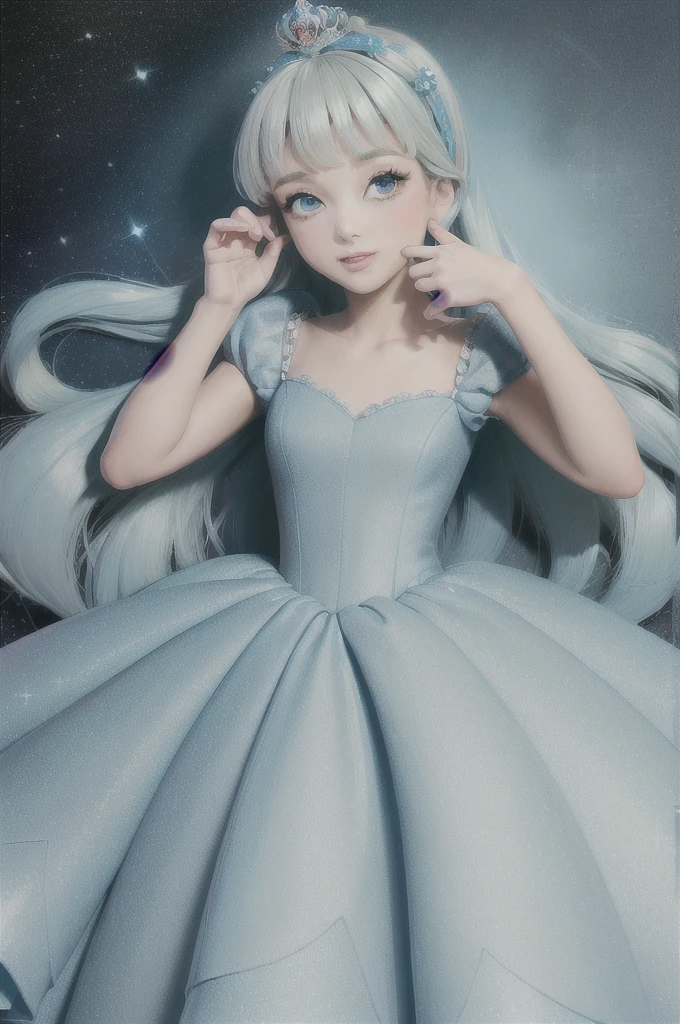 ((obra de arte:1.2), Melhor qualidade, high resolution, ultra-detalhado), Sozinho, 1 garota,
(CinderelaWaifu,princesa Cinderela da Disney,pele bonita,franja varrida,Not higher:1.4),(18 anos de idade,Seios grandes,olhos sexy,olhos turquesa,cabelo loiro:1.1),Rosto elegante,(faixa azul:1.3),
princess,
(1 garota, Sozinho:1.4), tiro de vaqueiro,(light blue rococo style dress:1.4), Luvas compridas, olhando para o espectador, (ar livre,At night,castelo,Starry sky:1.2),pose fofa 