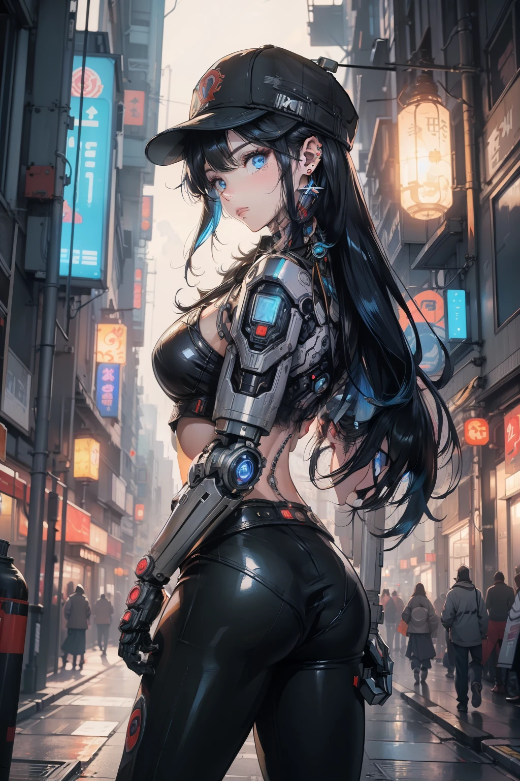 robot girl, humanoid robot, robot joint, huge breasts