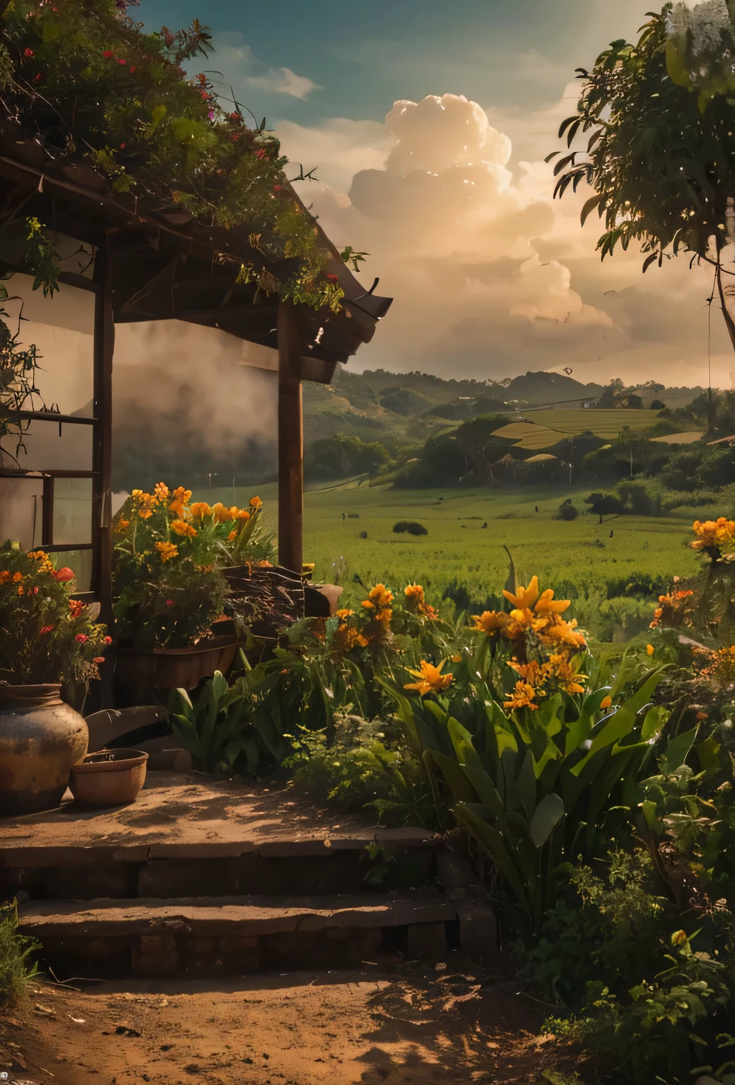 Thailnad imagem de uma porteira de uma fazenda com natureza, beautiful view
