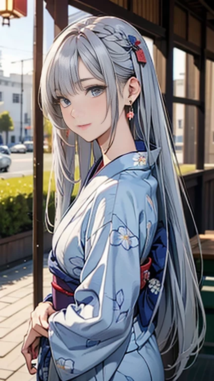 ((highest quality)), ((masterpiece)), (Very detailed), (Very high resolution), 4k, Anime 2D Rendering, Realistic,
One Girl:1.5,
BREAK Symmetrical Face:1.4, Perfect Face, Beautiful clavicle, Beautiful fingers, Beautiful breasts, (Slightly smaller chest),
Beautiful body, Beautiful thighs, Beautiful feet, Perfect round butt, (Detailed skin), Beautiful white skin:1.5, Shiny skin:1.4,
BREAK , cute, 18-year-old,
Double eyelids, Natural eyebrows,
(Slanted Eyes), Beautiful and delicate eyes, Sparkling eyes, (Dark blue eyes),
Glossy mouth,
BREAK Beautiful Hair, Shiny Hair, Hair fluttering, bangs, (Silver Hair), ((Straight Long Hair:1.5)),
BREAK
(Light blue yukata:1.4、Floral Yukata:1.4)、
Earrings、
BREAK
(Embarrassed), Cowboy Shot, Turn your body to the viewer,Fireworks display