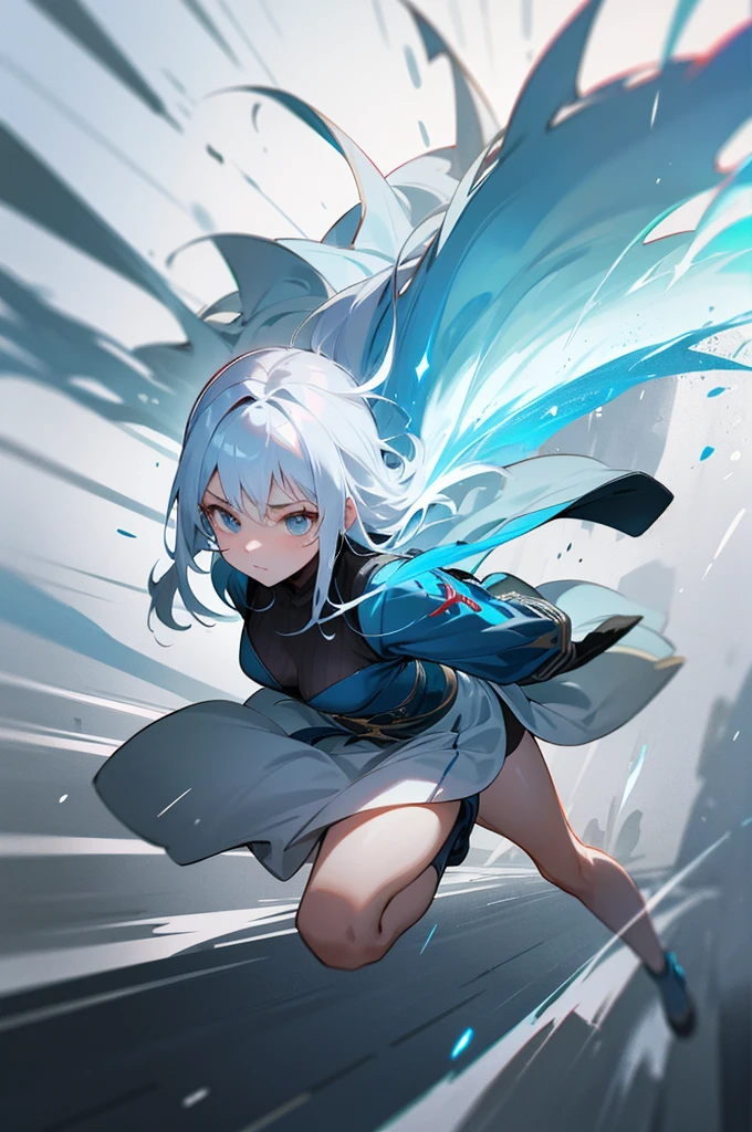 Weapon Spirit、It has depth、There is momentum、Full body cut、There is movement、Exciting Momentum、Powerful、woman、Wind expressed as a particle effect、Shiny