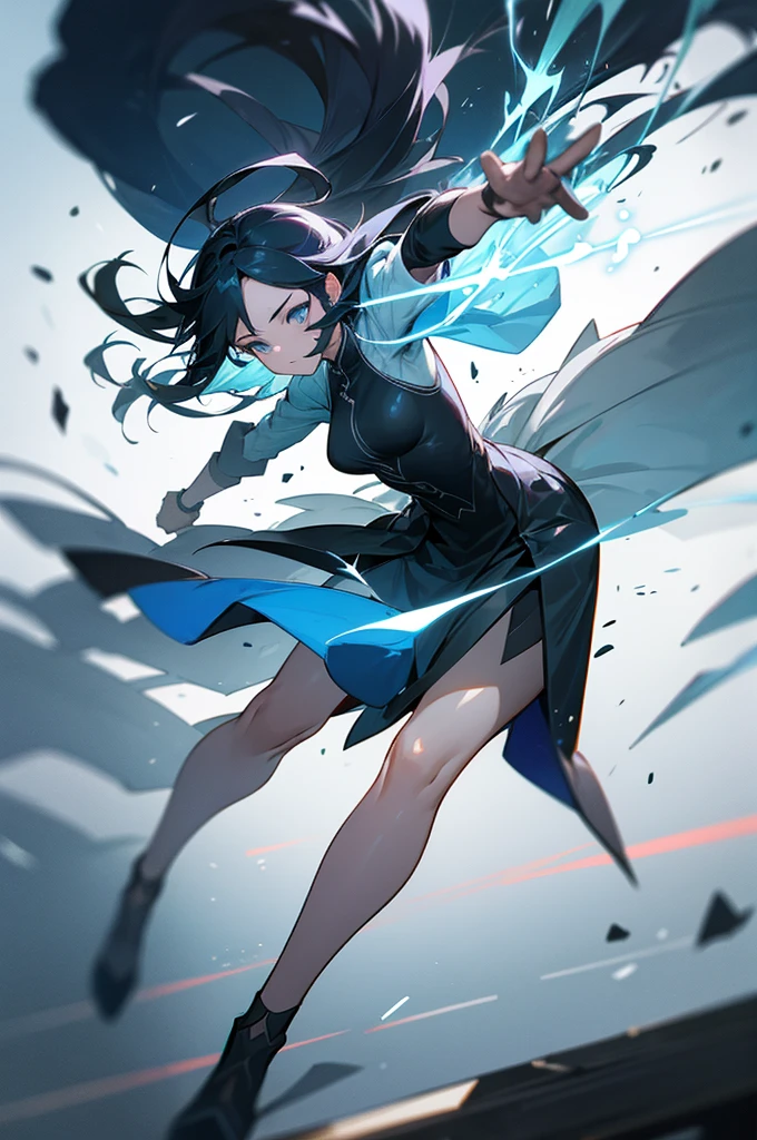 Weapon Spirit、It has depth、There is momentum、Full body cut、There is movement、Exciting Momentum、Powerful、woman、Wind expressed as a particle effect、Shiny