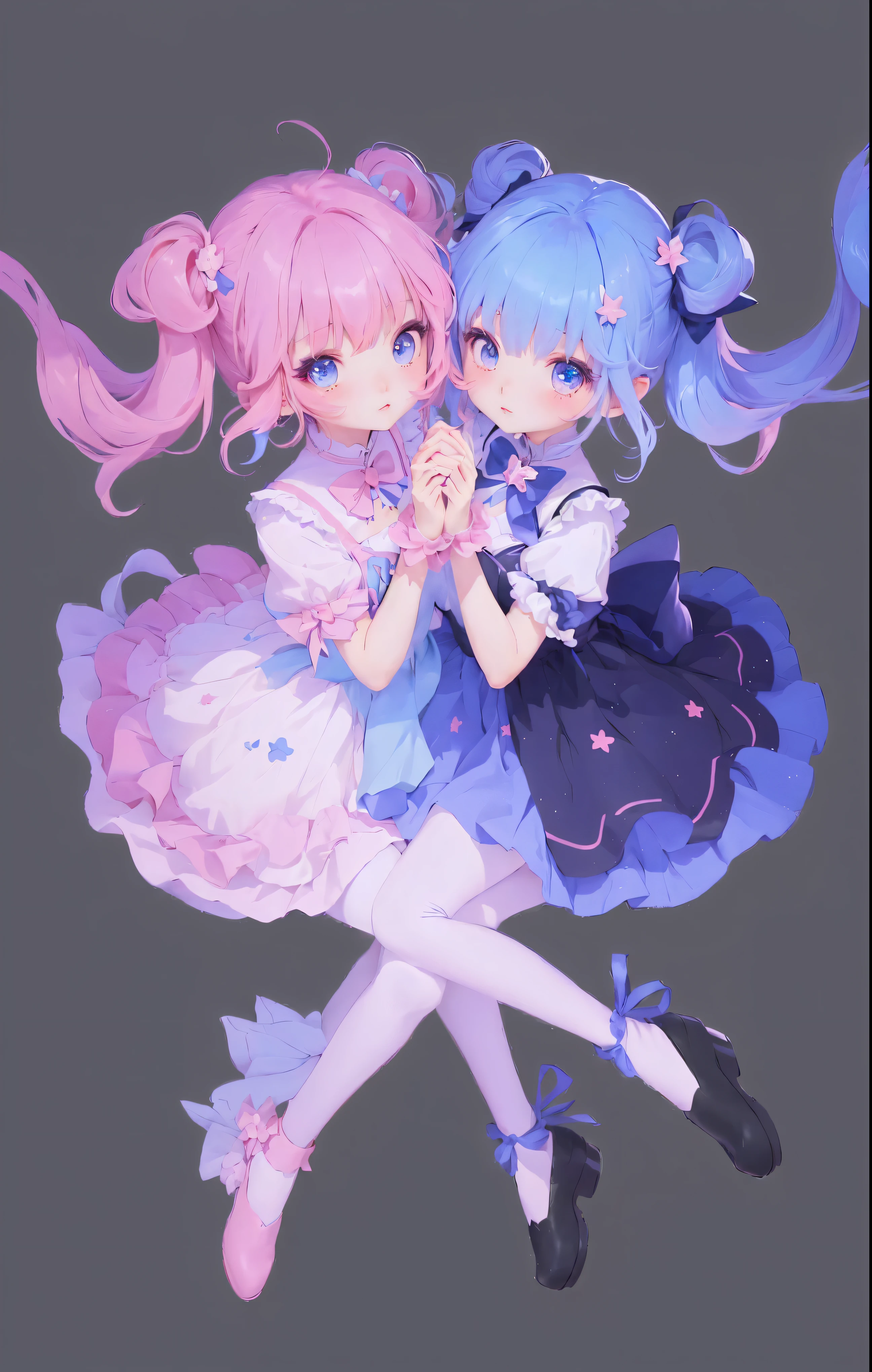 ((yuri, lesbian kiss)), ((petite bishojo, little 2girls)), ((cute face)), ((cute puffy eyes)), ((masterpiece)), ((best quality)), ((ultra detailed)), (exquisite), (depth), (crisp), ((8k)), (beautiful and aesthetic), (super detailed skin), ((high standard)), ((highres)), ((perfect anatomy)), (full body), (blush), (rouge), (wuv, cutesy jk), (beautiful hands)