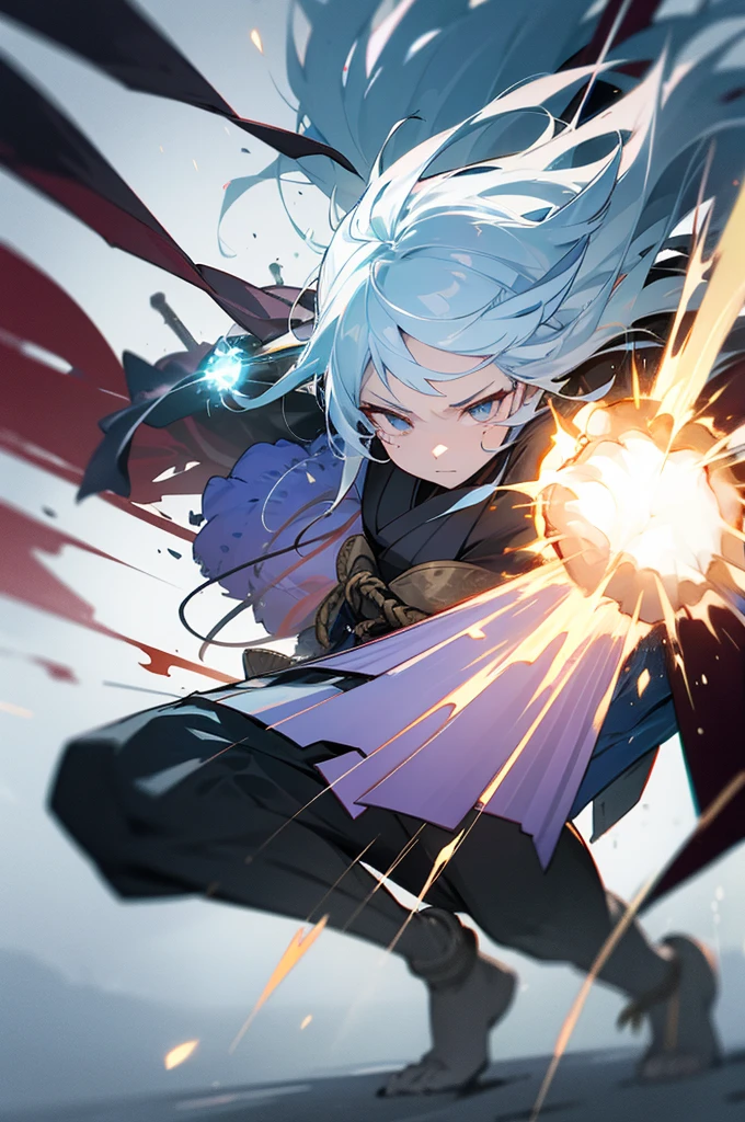 Weapon Spirit、It has depth、There is momentum、Full body cut、There is movement、Exciting Momentum、Powerful、Beast Woman、Wind expressed as a particle effect、Shiny、Japanese style、His hands are swords