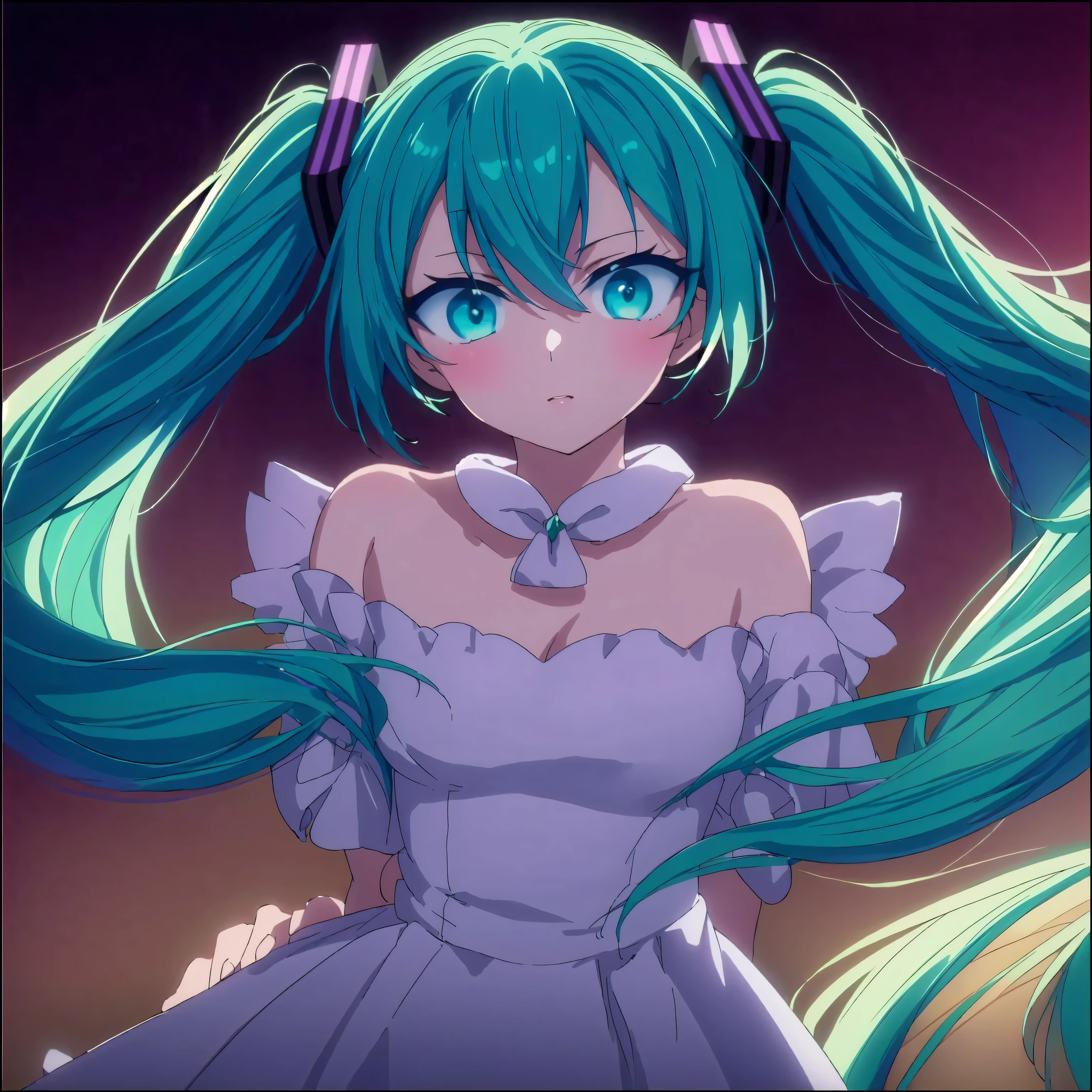 anime girl with blue hair and blue eyes in a white dress, portrait of hatsune miku, hatsune miku portrait, miku, hatsune miku, anime moe artstyle, mikudayo, anime style 4 k, anime style. 8k, 4k anime wallpaper, hatsune miku face, anime girl with teal hair, anime wallpaper 4 k, anime wallpaper 4k