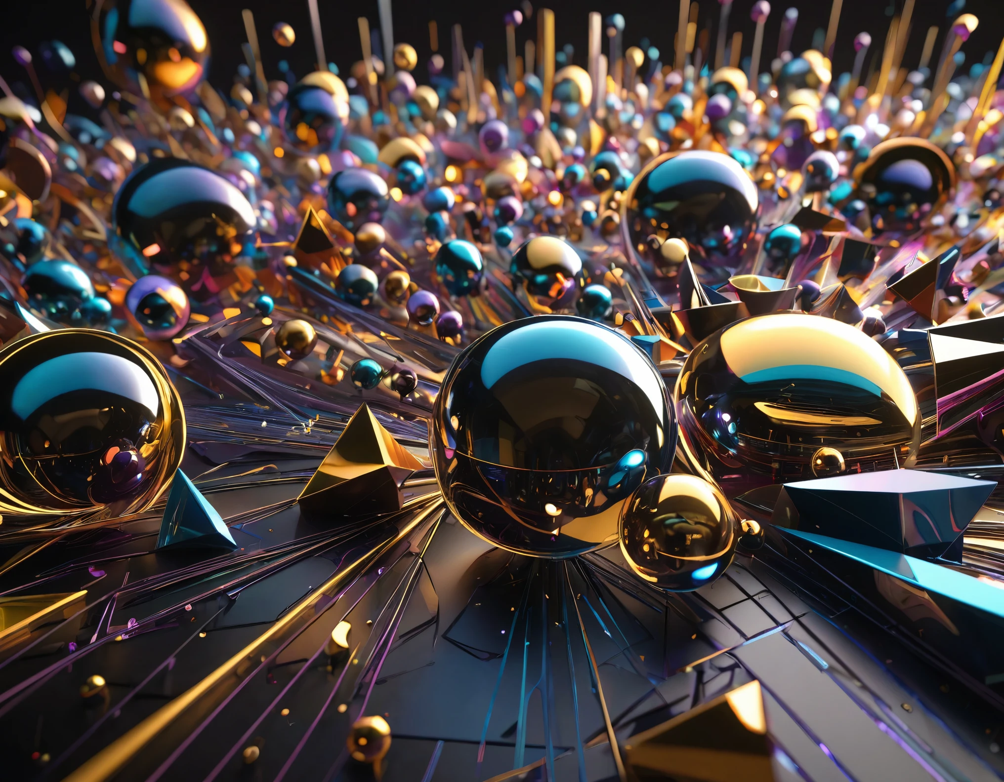 Witness the magic of mathematical precision as geometric shapes come alive in a digital symphony, orchestrated to perfection in a breathtaking 32k resolution with octane render.