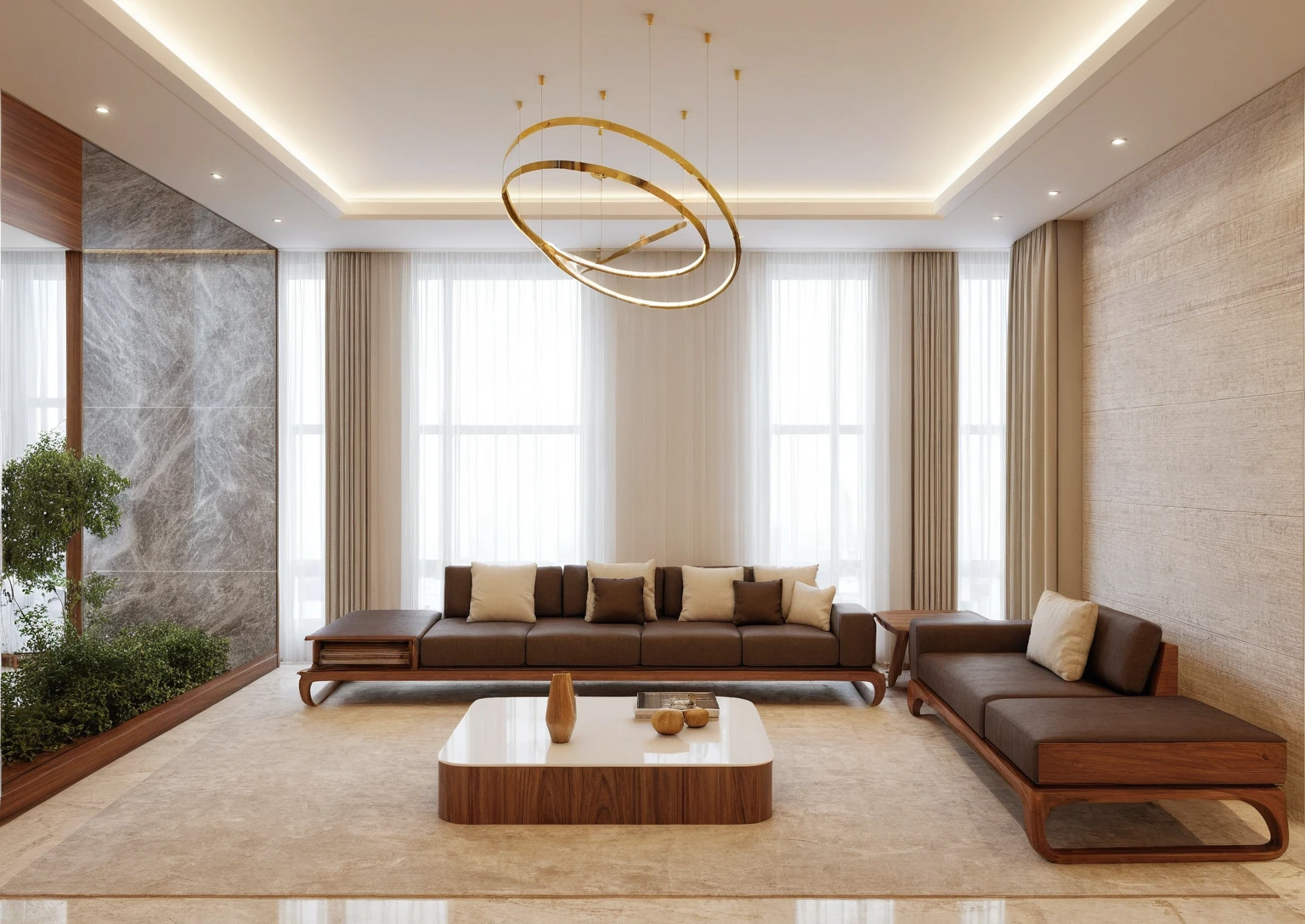 living room, interior design, modern style, (walnut furniture style), (white wall:1.2), ((white panel arcylic:1.1) wall design)), curtain light, window, (architectural visualization style:1.2), (reflection), (focus on object), (material normal bump real reflection), (scattered light) ((((volumetric light))), (spotlight), (hidden light)  (multi-beam light), (sunbeam) (multi-level reflection), (grossy mable floor), led light, 4000 KEVIN, spotlight, (mid day sky background), hidden light, (corona software visualization render:1.2)