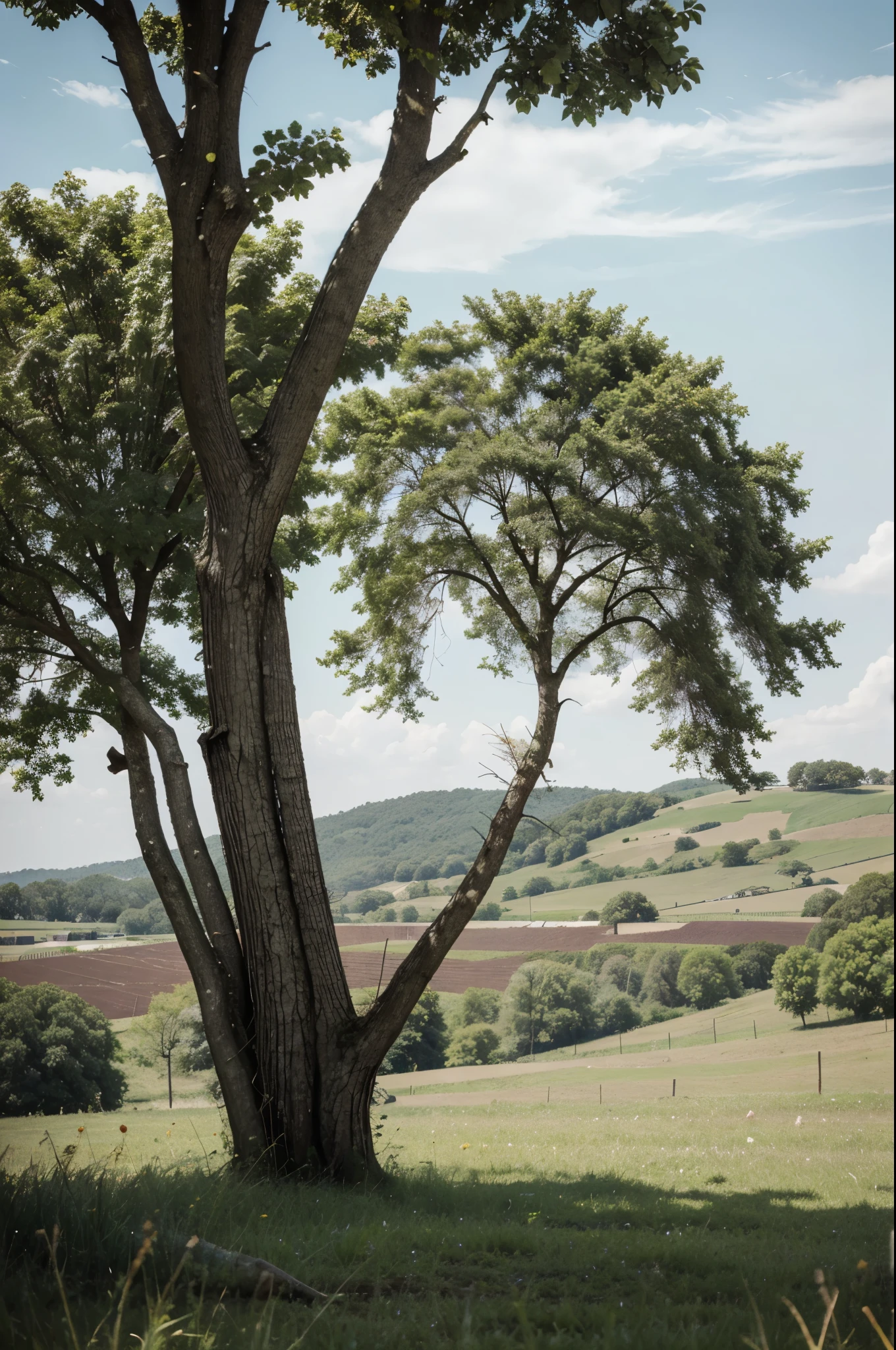 dead tree branch in green field